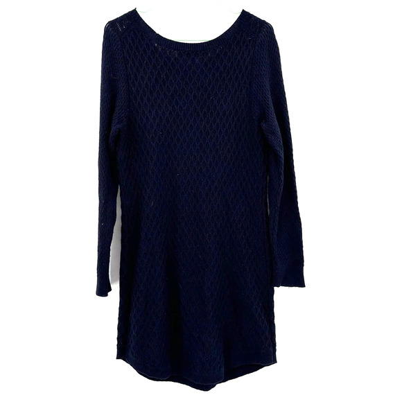 Loft size large navy blue long sleeve‎ sweater knit dress cotton blend - Picture 2 of 5